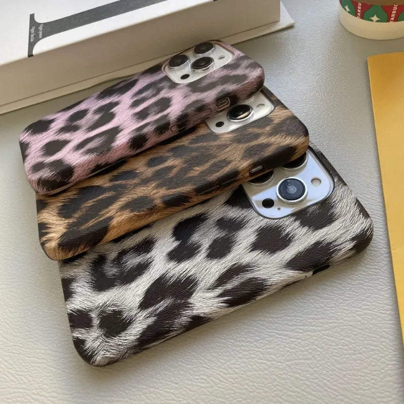 Faux Leather Leopard Print Phone Case