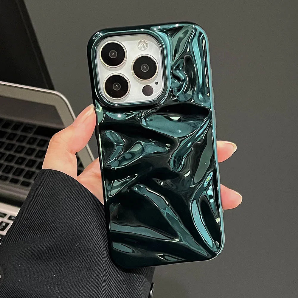 Electroplate 3D Wrinkle Phone Case for iPhone