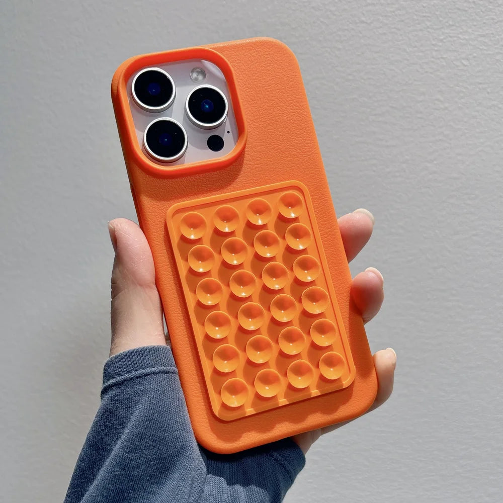 Suction Cup Litchi Pattern Phone Case for iPhone