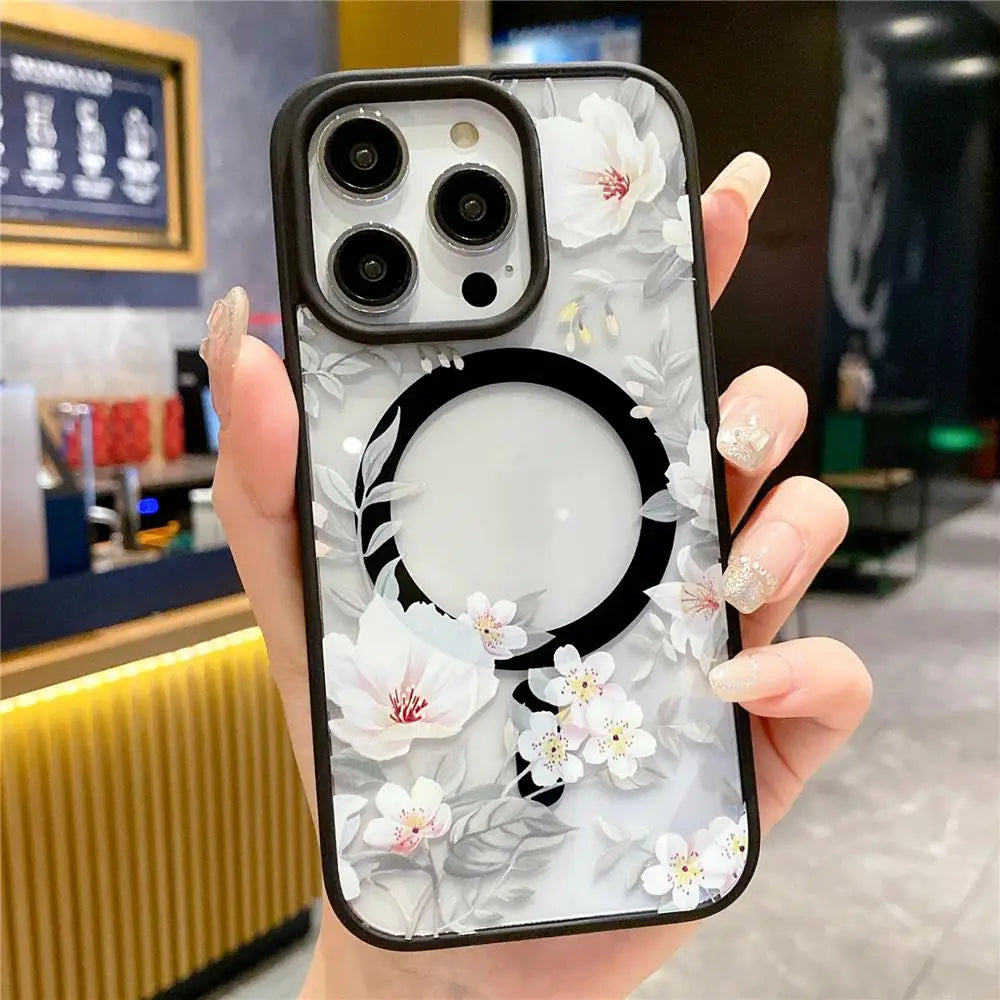 Clear Floral Magsafe Case
