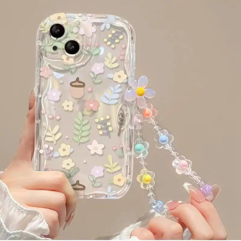 Flower Bracelet Wrist Chain Phone Case for iPhone