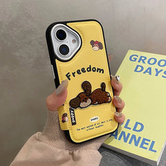 Embroidered Puppy Leather-Texture Phone Case