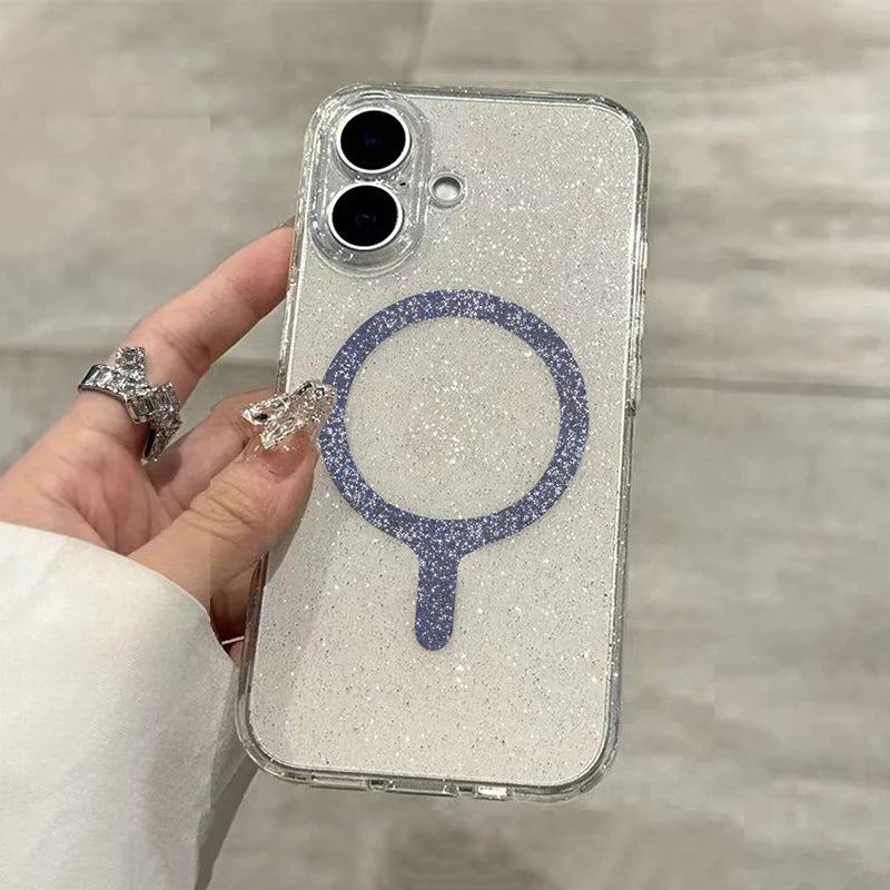 Transparent Magnetic Glitter Phone Case