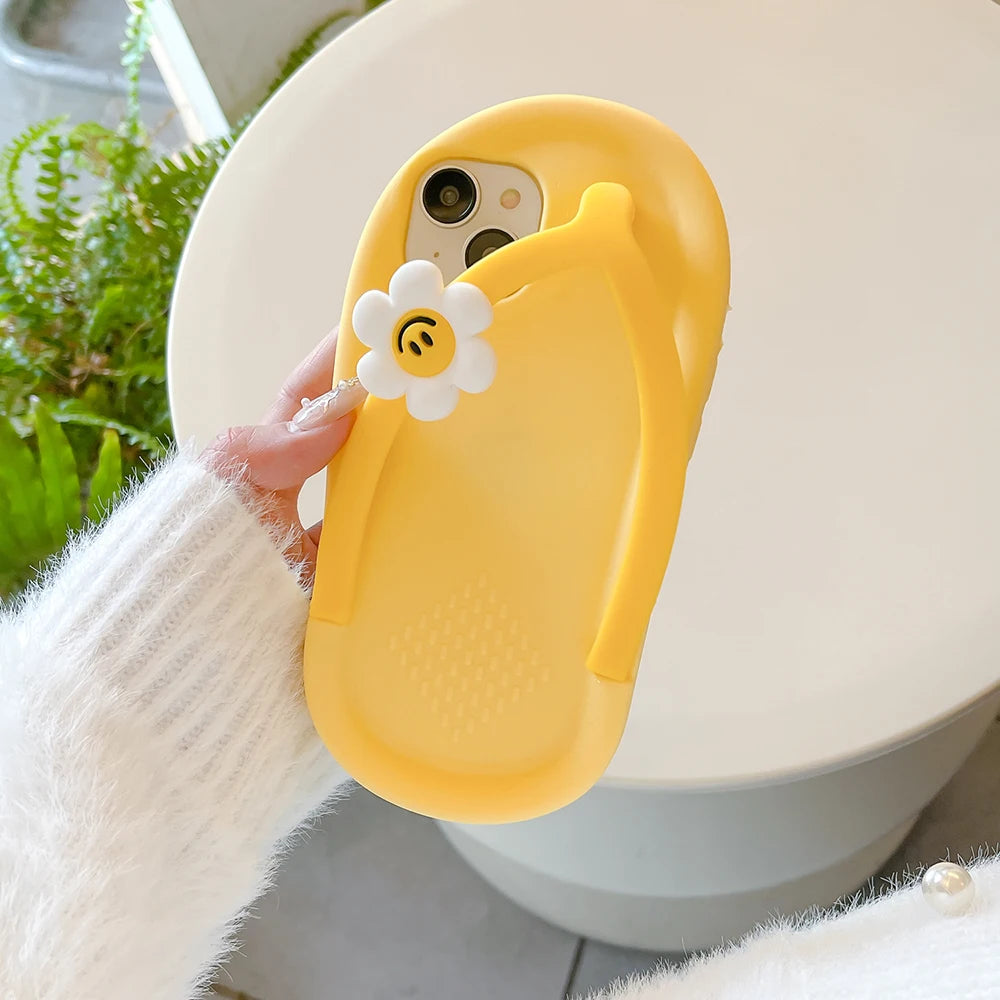 3D Flower Flip-Flop Silicone Phone Case