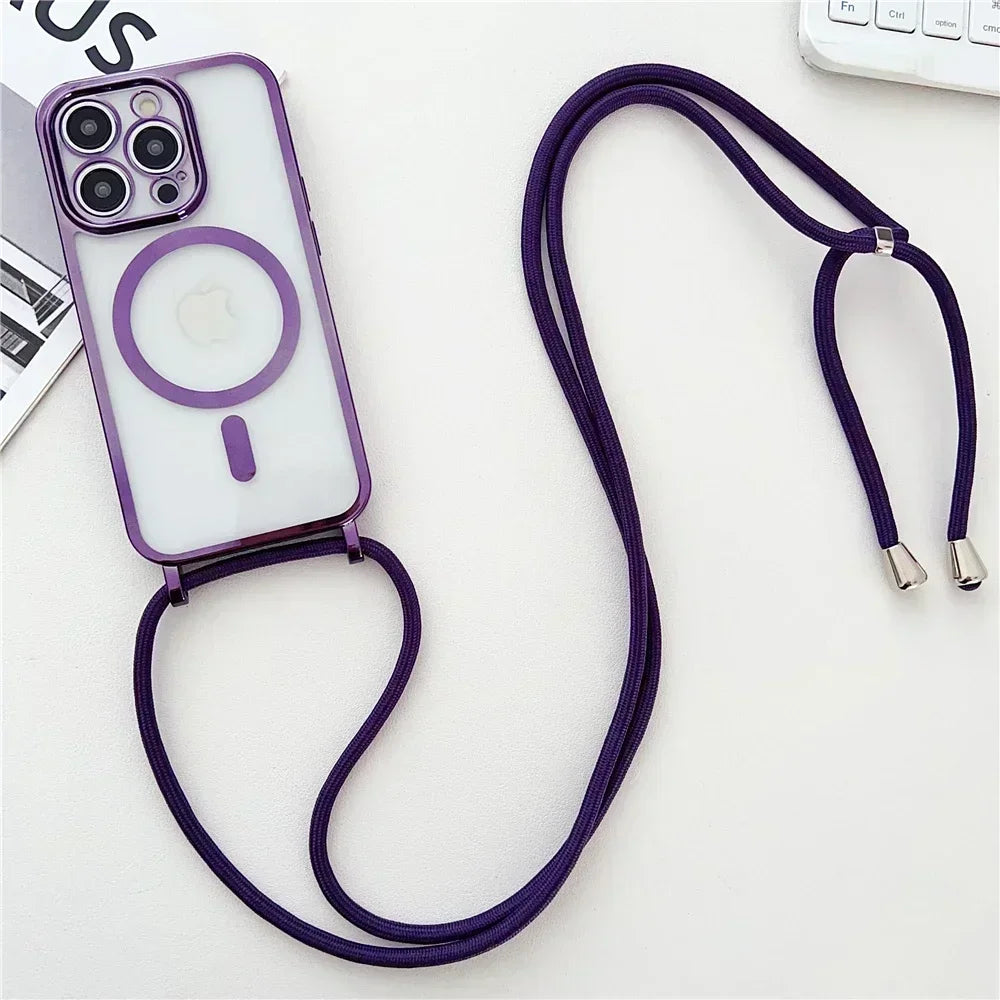 Clear Magnetic Case with Lanyard for iPhone