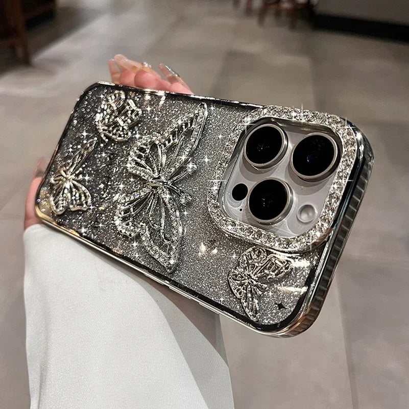 Diamond Butterfly Clear Phone Case
