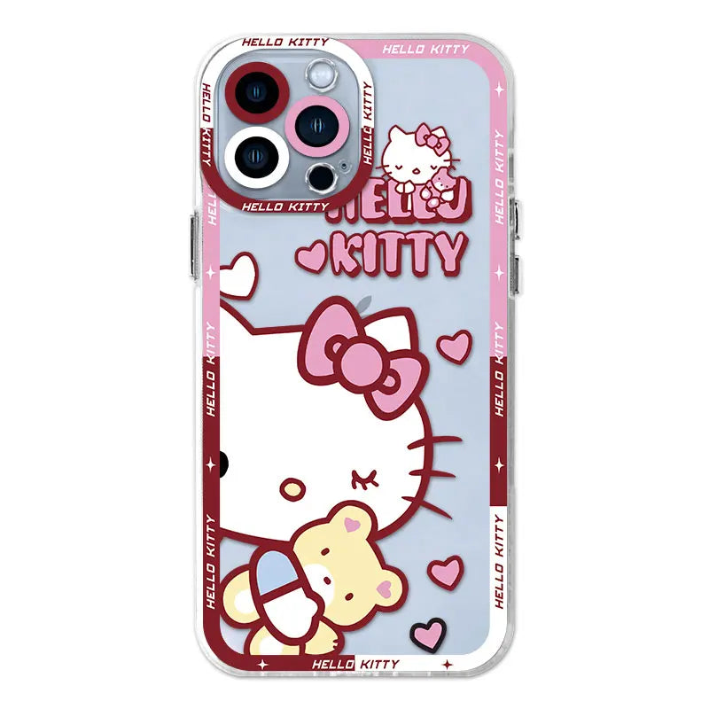 Clear Hello Kitty & Blue Puppy Phone Case for iPhone
