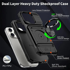 Shockproof iPhone Case with 360° Rotating Kickstand & Card Holder