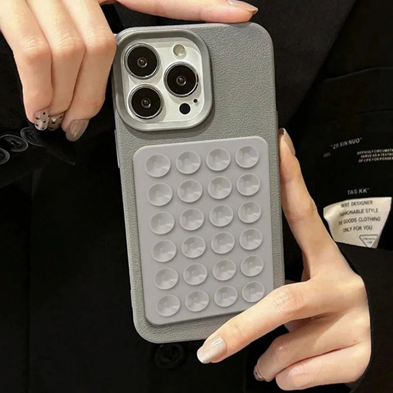 3D Suction Cup Litchi Pattern Phone Case