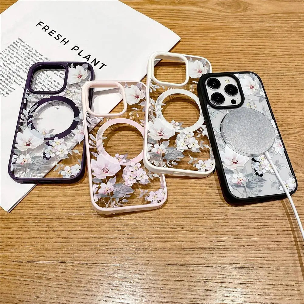 Clear Floral Magsafe Case