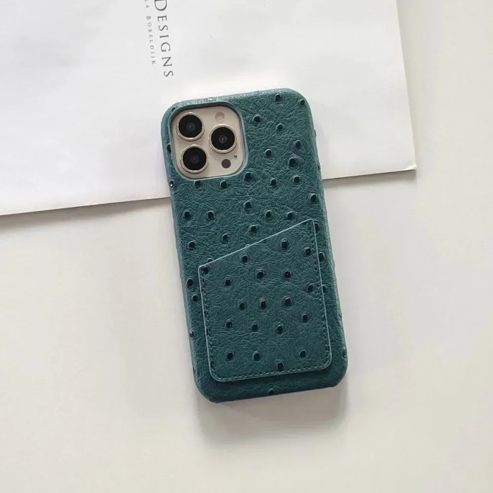 Ostrich Pattern Card Holder Phone Case