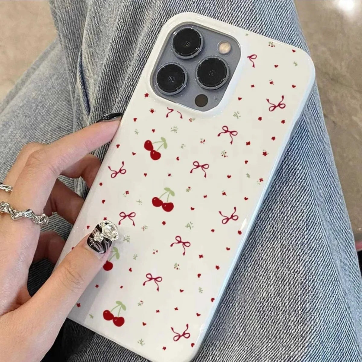 Cherry Bow Leather iPhone Case