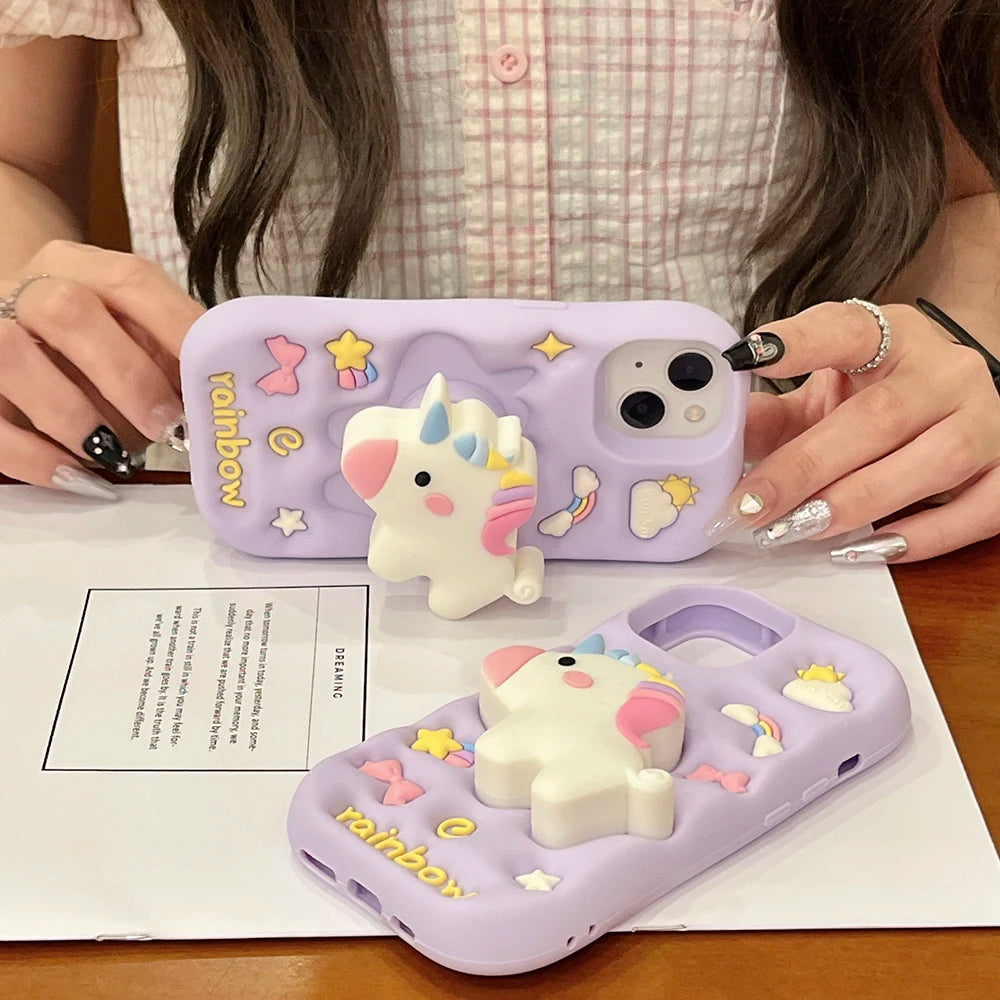 3D Rainbow Unicorn Phone Case