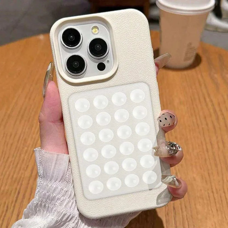 3D Suction Cup Litchi Pattern Phone Case