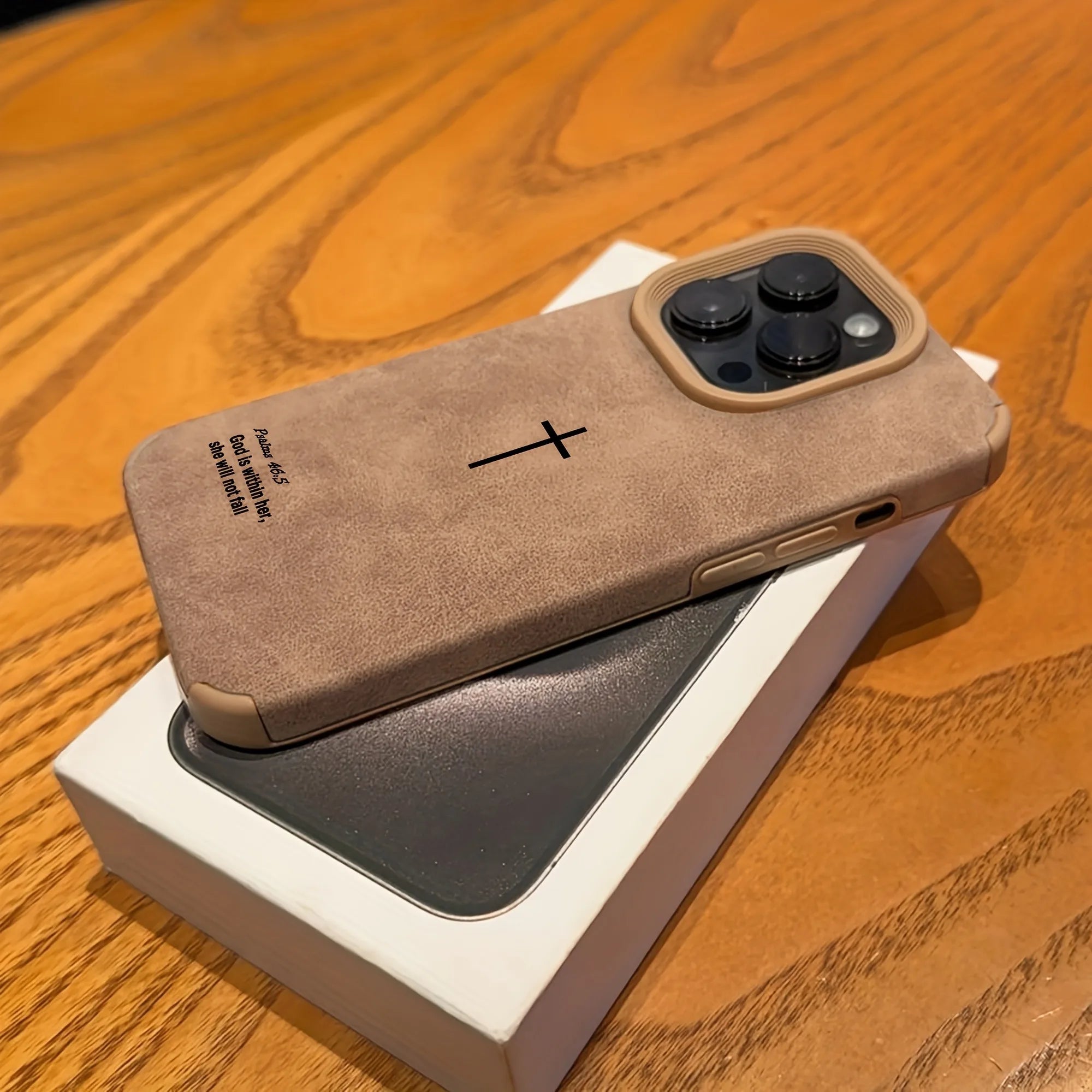 Simple Faux Leather Textured Phone Case for iPhone