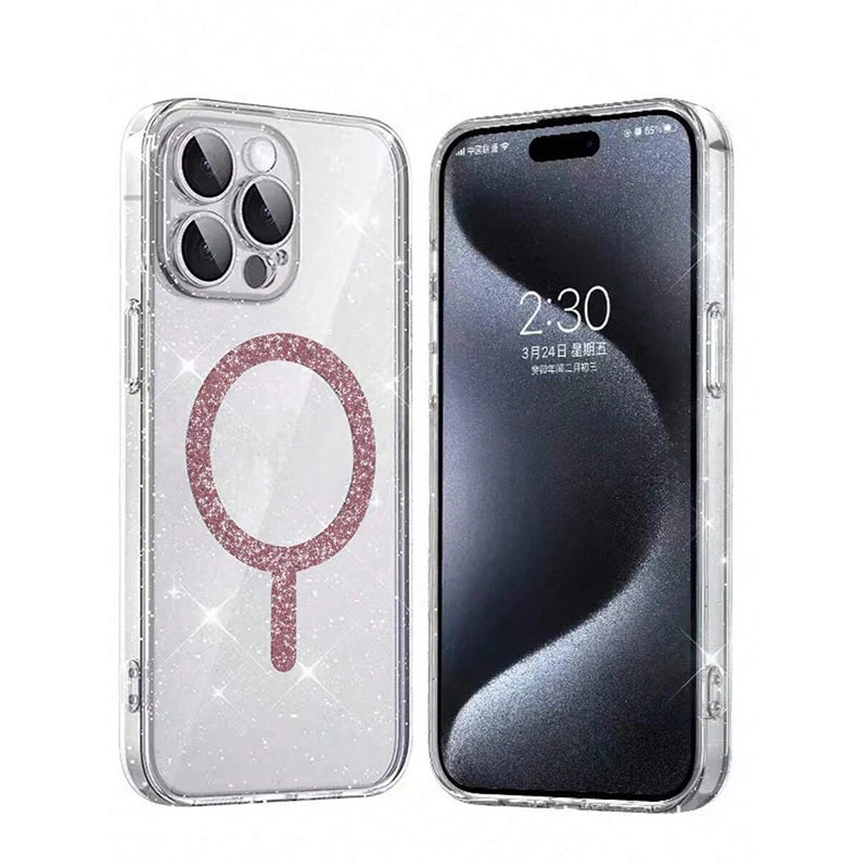 Transparent Magnetic Glitter Phone Case