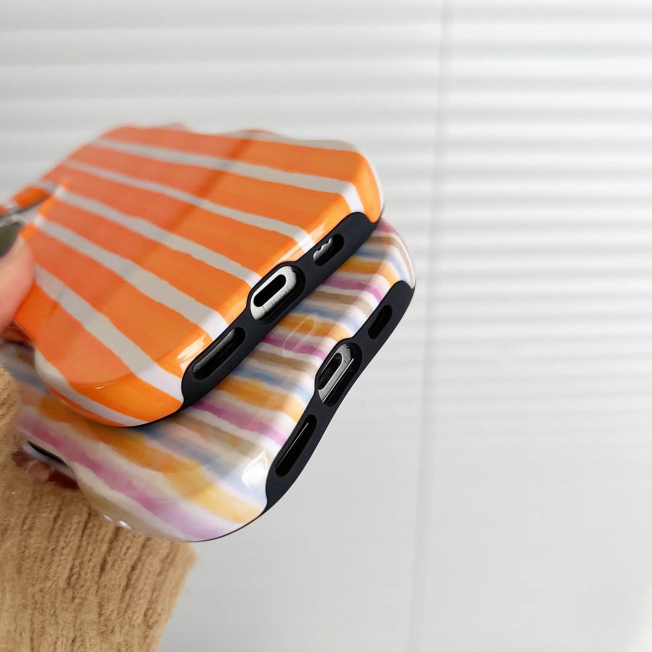 Glossy Stripe Wave Edge Phone Case for iPhone