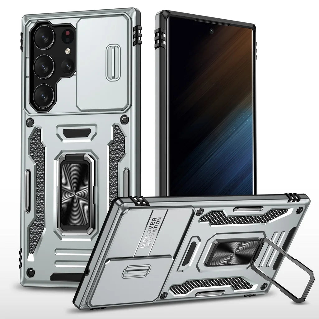 Slide Camera Protector Ring Armor Case for Samsung Galaxy