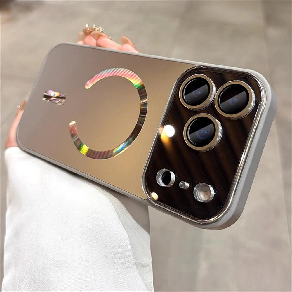 Magnetic Matte Glass Lens Protect Phone Case