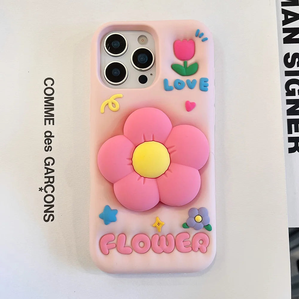 3D Floral Case with Stand for iPhone