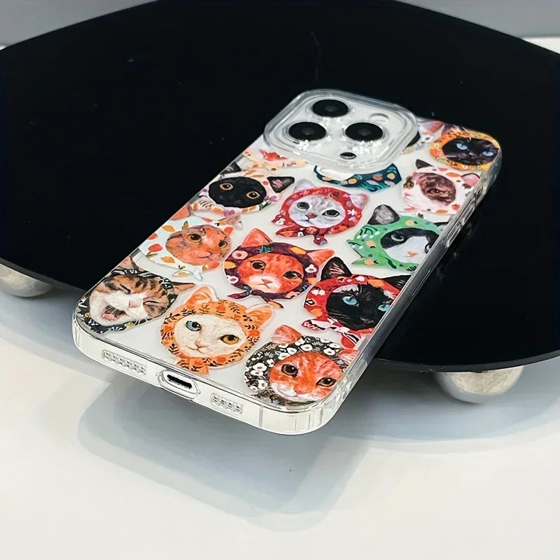 Colorful Cat Design Phone Case for iPhone