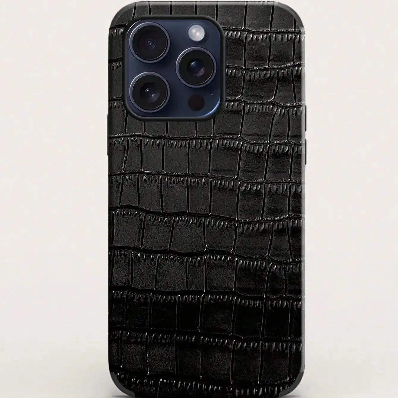 Black Crocodile Pattern Leather Phone Case