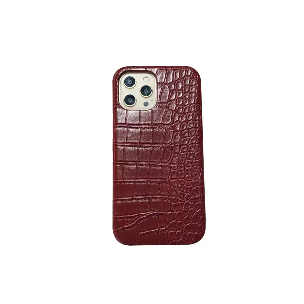 Crocodile Pattern PC & Leather Phone Case