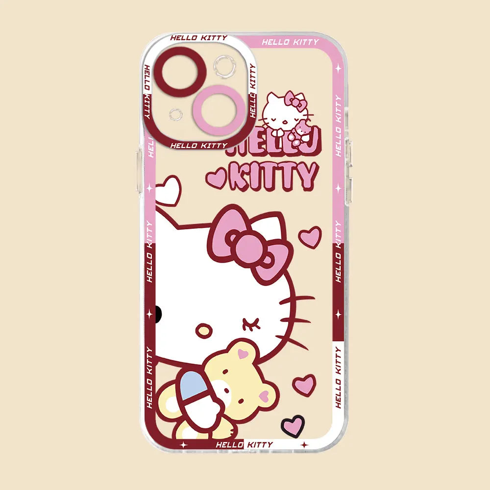 Clear Hello Kitty & Blue Puppy Phone Case for iPhone