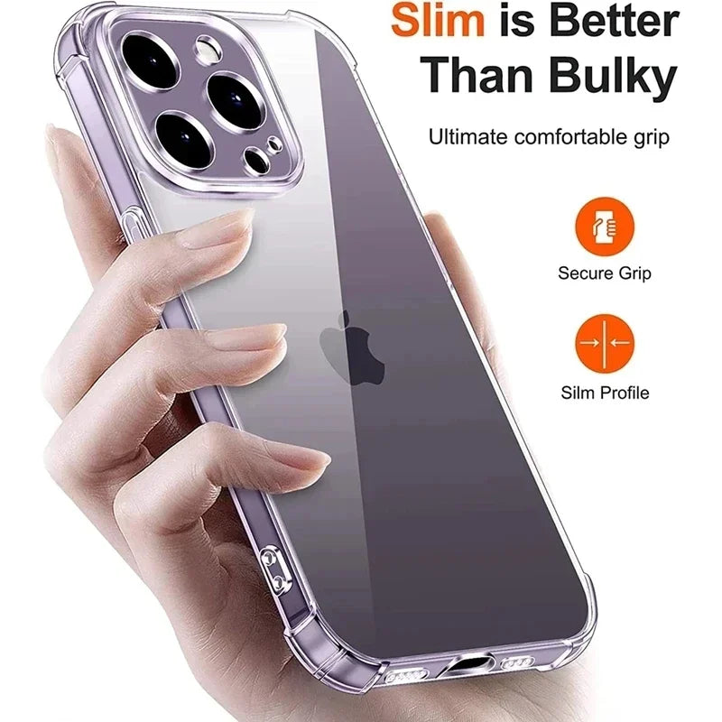 Clear Shockproof Silicone Case for iPhone 6–16 Series