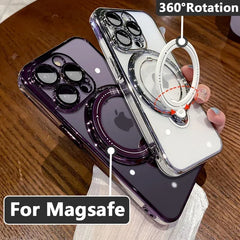 Transparent Magnetic Case with Ring Stand and Magsafe Support