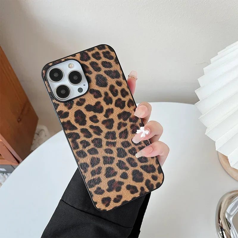Leopard Print Wrist Strap Phone Case