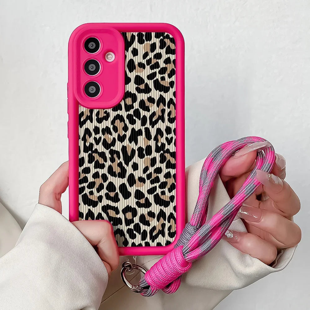Leopard Wrist Strap Samsung Case