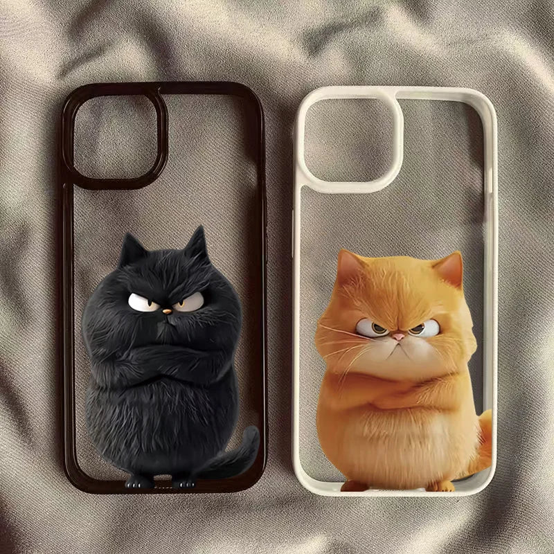 Funny Cool Cat Clear Shockproof TPU Case for iPhone – Slim Animal Design