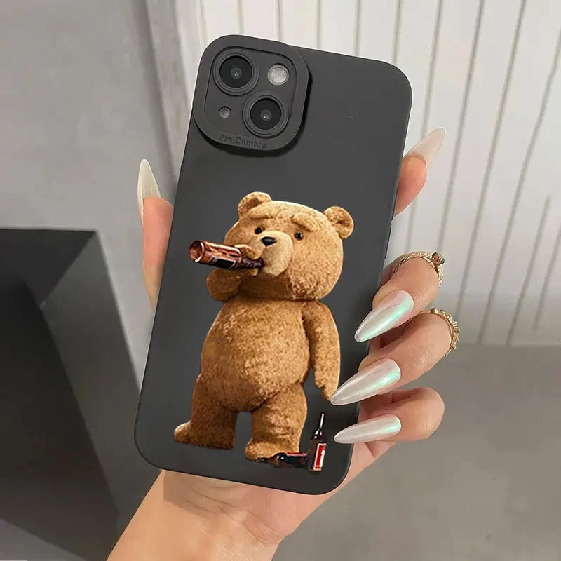 Teddy Bear Couple Cartoon Phone Case for iPhone