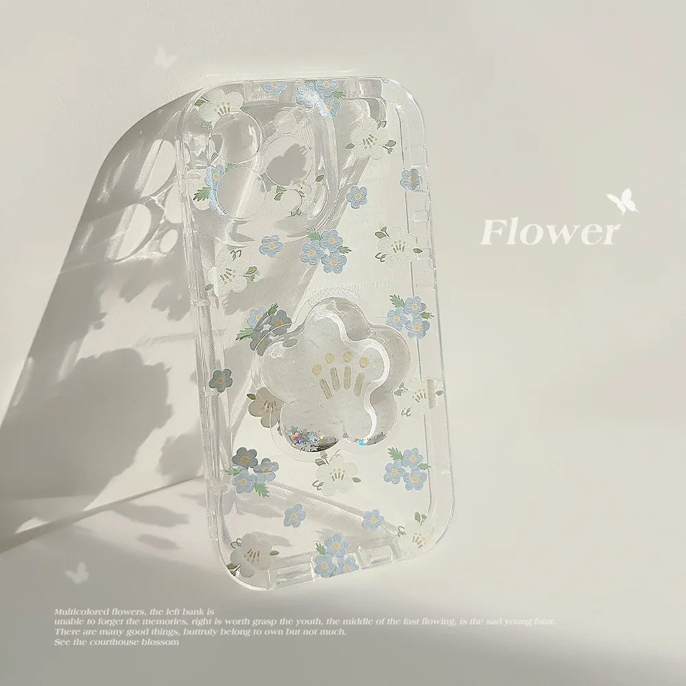 INS Floral Phone Case with Holder For iPhone