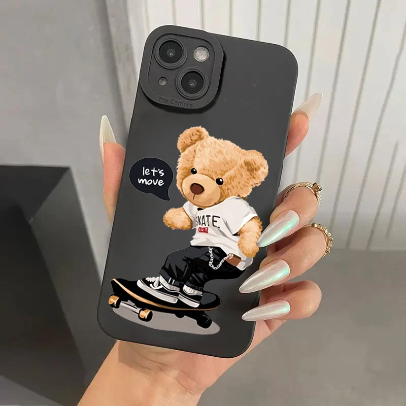 Teddy Bear Couple Cartoon Phone Case for iPhone