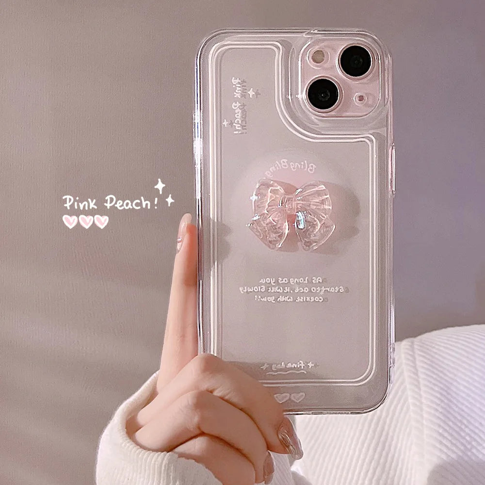 Cute 3D Crystal Bow Heart Case for iPhone