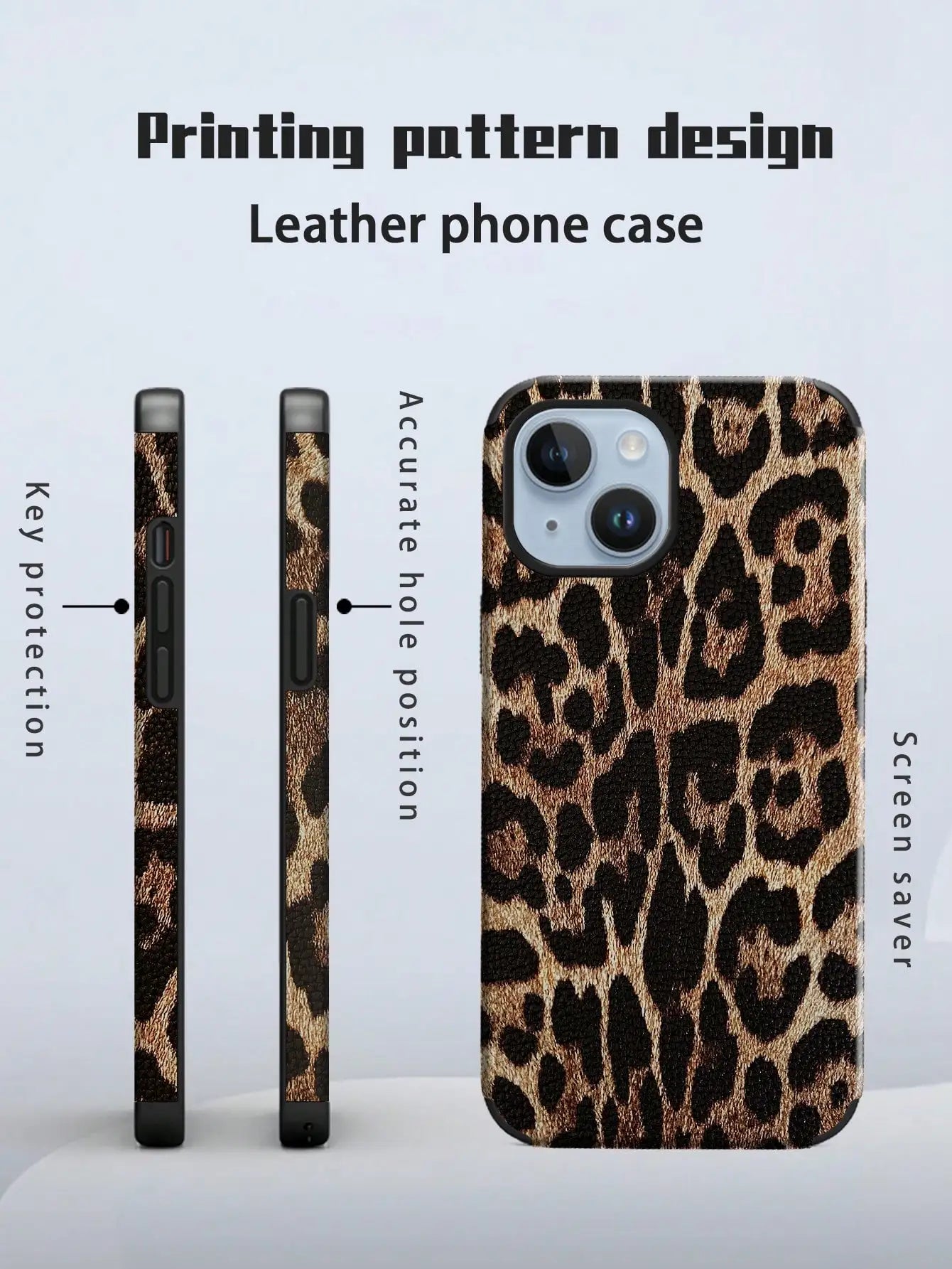 Leopard Print PU Leather Shockproof Phone Case