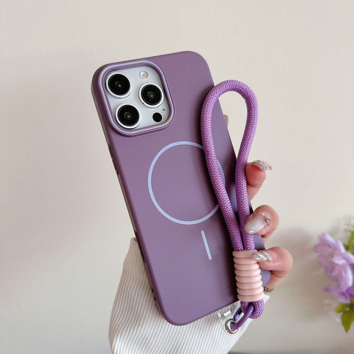 Ultra Thin Matte Magnetic Case with Strap for iPhone