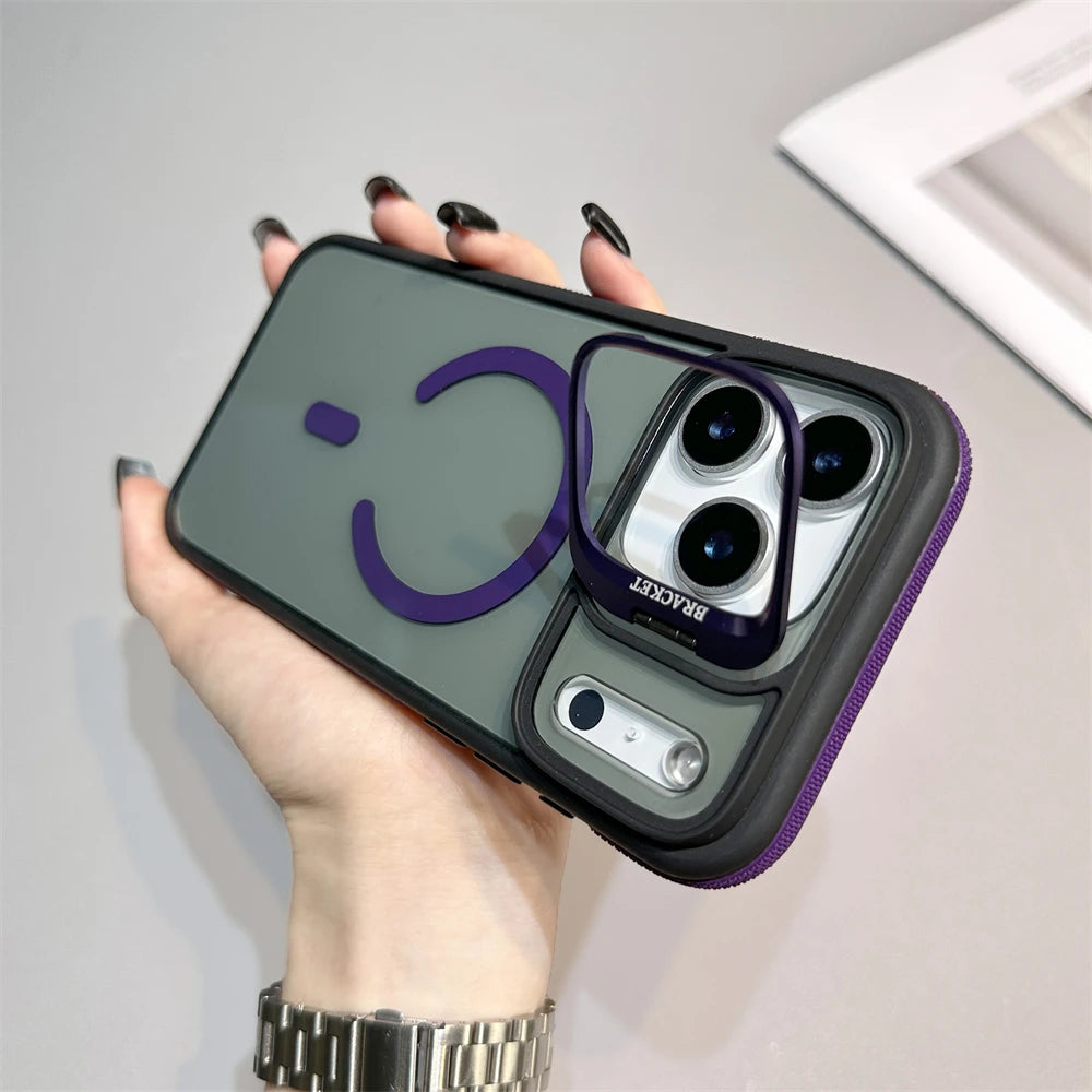 Matte Transparent Magnetic Kickstand Phone Case