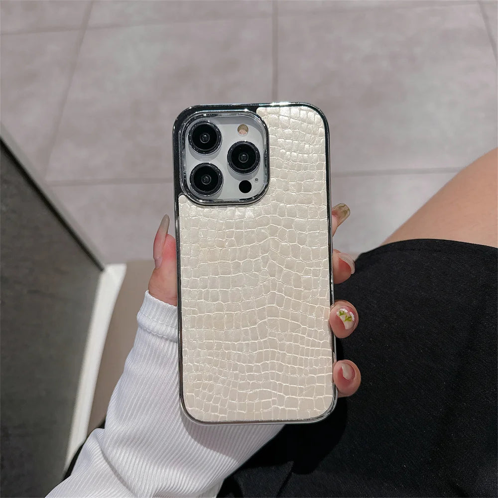 Glossy Crocodile Pattern Case For iPhone