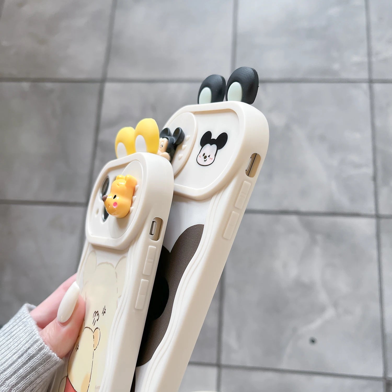 3D Cartoon Ears Sliding Camera Case For iPhone