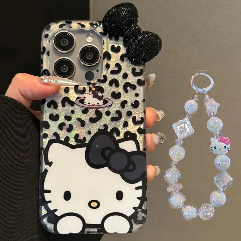 Hello Kitty Leopard Print Diamond Bow Case for iPhone