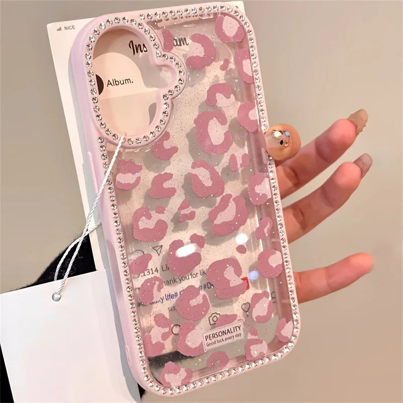 Leopard Print Diamond Border Phone Case