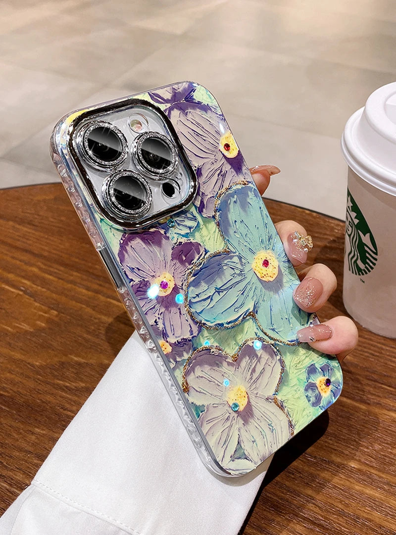 Floral Glitter Laser Phone Case