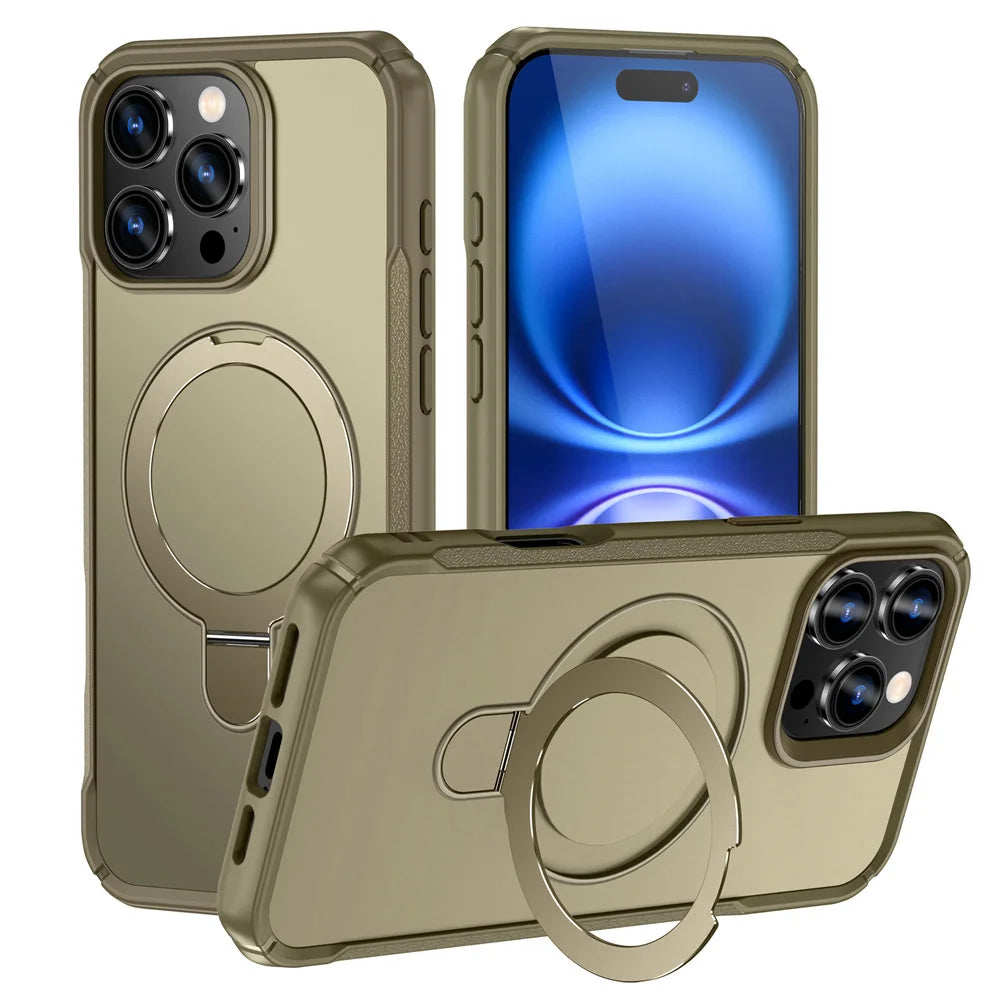 MagSafe Ring Stand Case for iPhone (360° Foldable Kickstand + Grip)
