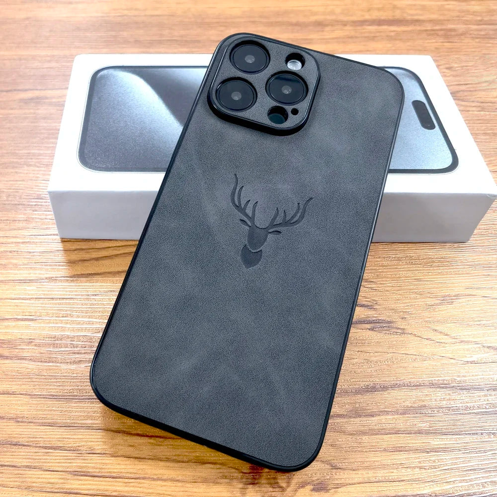 Retro PU Leather Deer Phone Case for iPhone