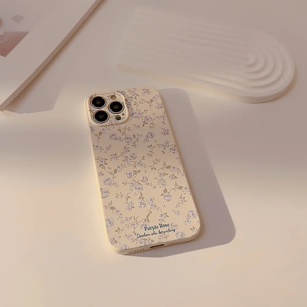 Korean Floral Soft Silicone Case For iPhone Retro Flowers Shockproof Bumper