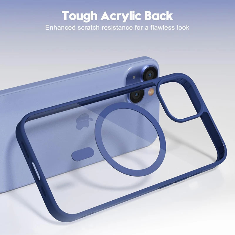 Magnetic Magsafe Clear Matte Case For iPhone slim Shockproof Transparent Hard