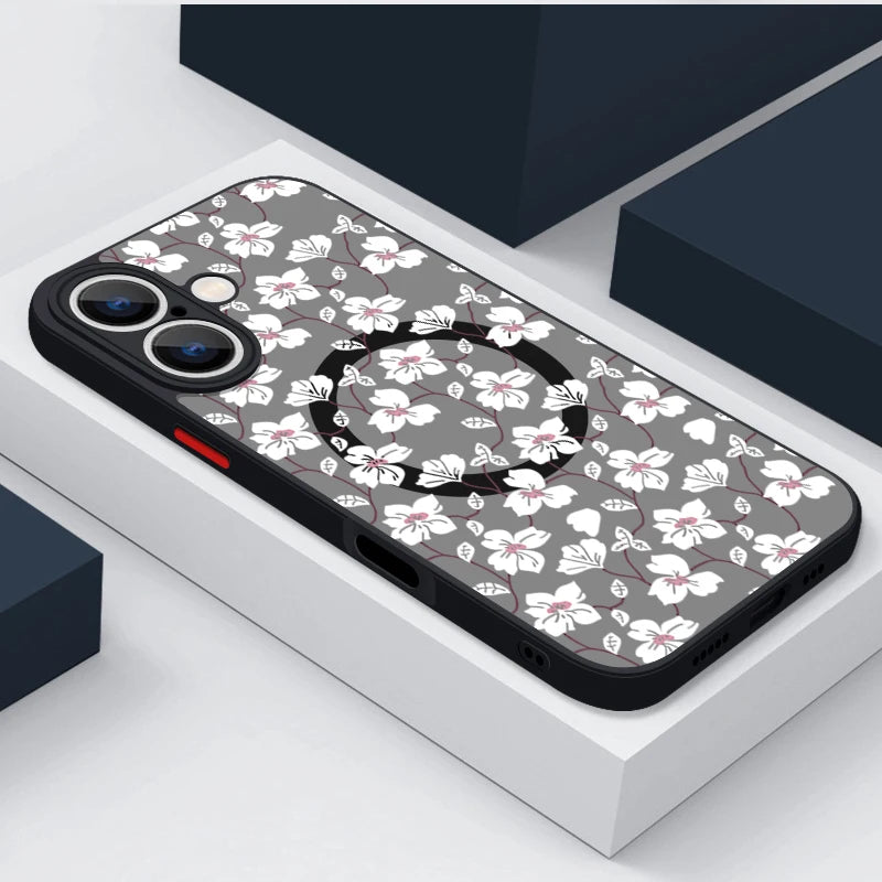 Magnetic Floral Acrylic Phone Case